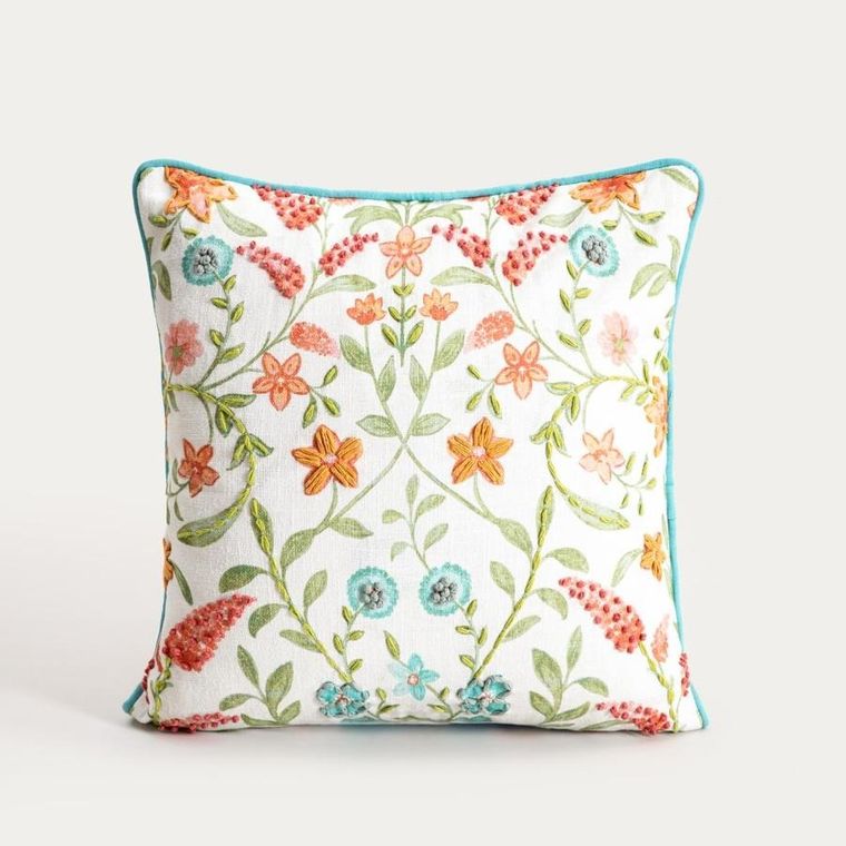 Homla, Mada, poszewka, bawełniana z lamówką zdobiona haftem, 45-45 cm