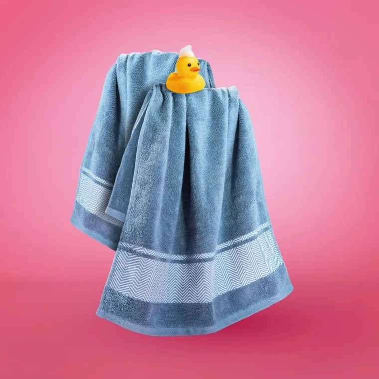 Homla, Maiara, ręcznik, bawełniany niebieski z ozdobnym przeszyciem, 50-90 cm