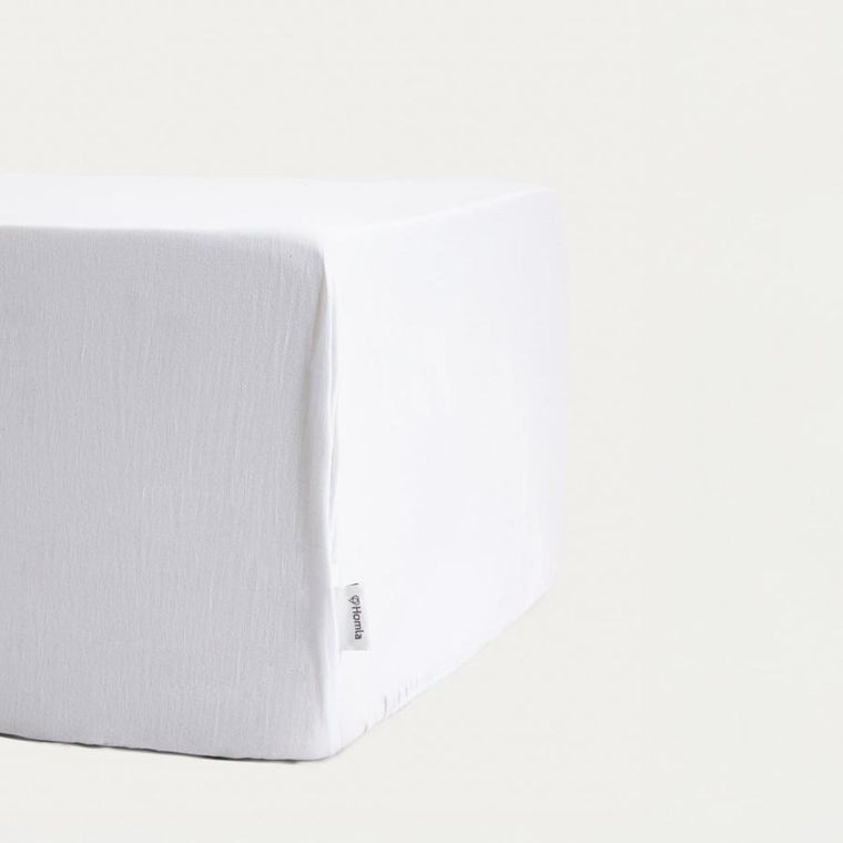 Homla, Maisy, prześcieradło, z pranej mikrofibry, białe, 180-200 cm