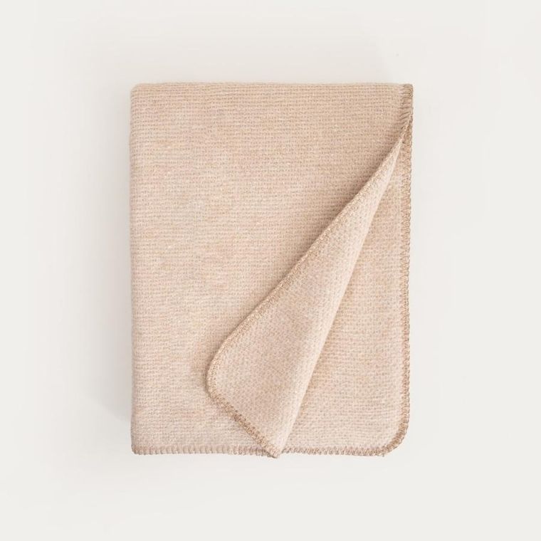 Homla, Mallow, koc, gruby beżowy z dekoracyjną teksturą, 150-200 cm