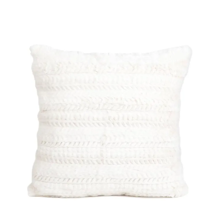 Homla, Maril, poszewki, ze sztucznym futerkiem, ecru, 45-45 cm