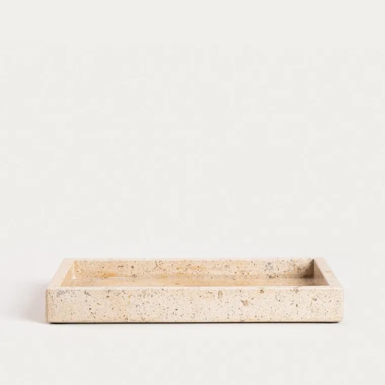 Homla, Marmuri, taca dekoracyjna, z beżowego marmuru, 25-15-3 cm