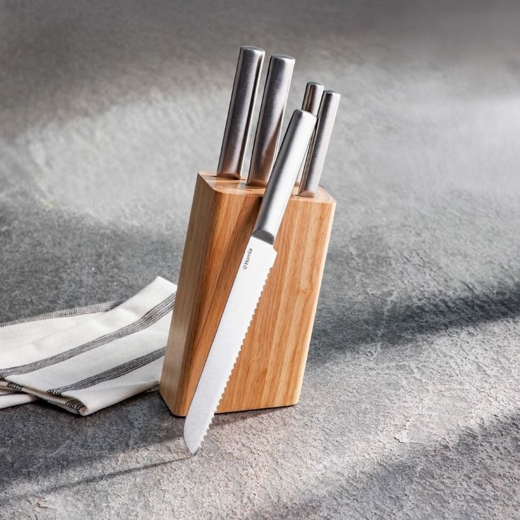 Homla, Masterset, zestaw noży, srebrnych w drewnianym bloku, 6 elementów, 744075