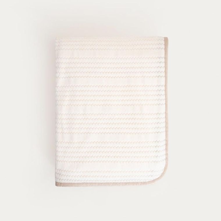 Homla, Mavro, koc, miękki ecru z ozdobnym przeszyciem i lamówką, 150-200 cm