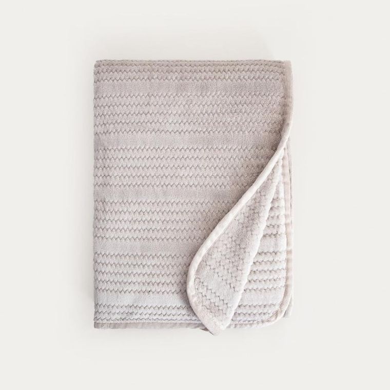 Homla, Mavro, koc miękki szary z ozdobnym przeszyciem i lamówką, 150-200 cm