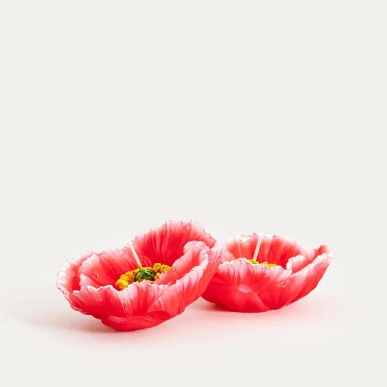 Homla, Meadow Flowers, zestaw świec, różowy kwiat, 2 szt.