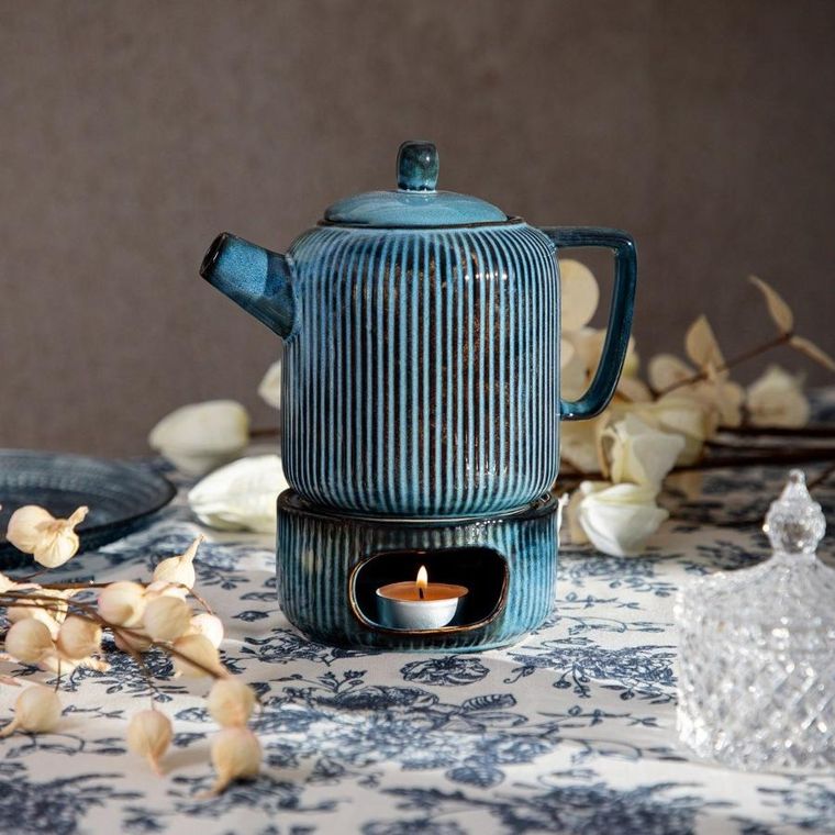 Homla, Mirande, dzbanek, z podgrzewaczem granatowy, 0,95 l