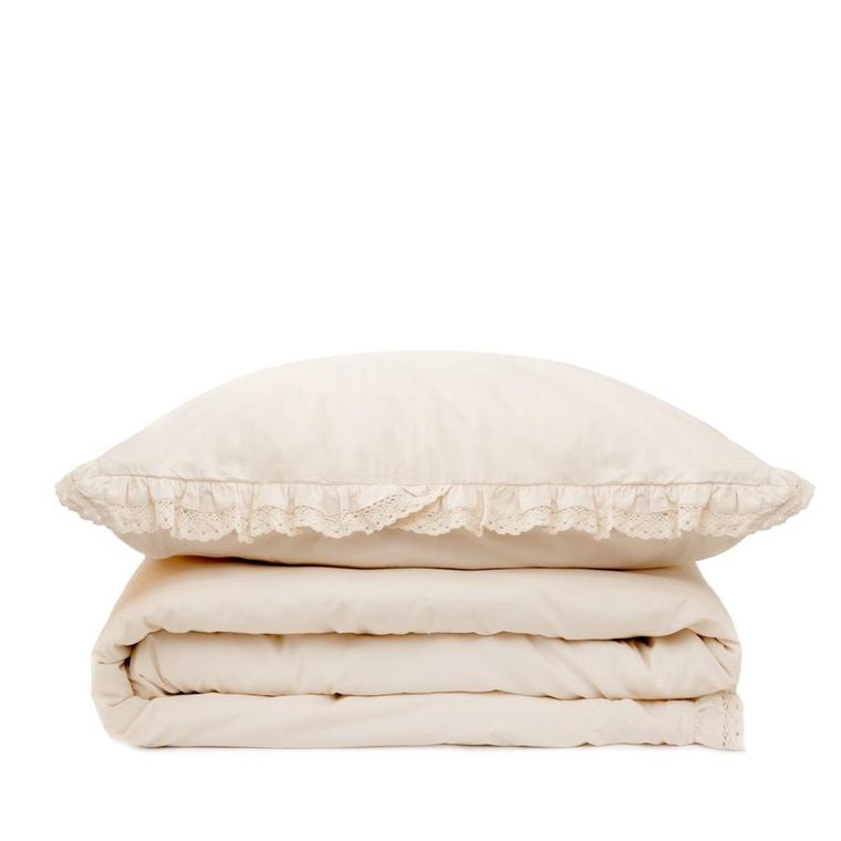 Homla, Moises, Pościel bawełniana beżowa z koronką PREMIUM, 160-200 cm, SS23 843728