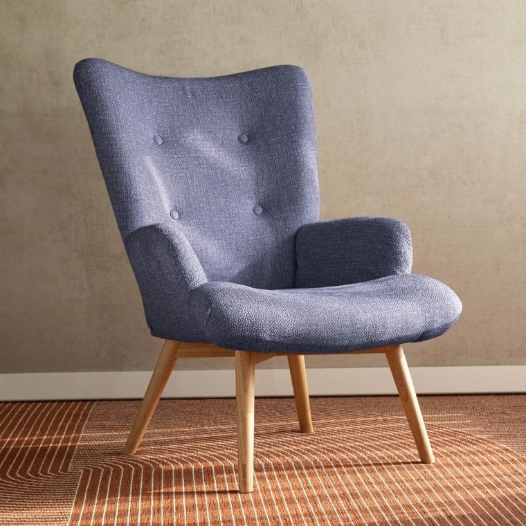 Homla, Moss Pop, Fotel w tkaninie granatowy, 72-73-96 cm, 882901