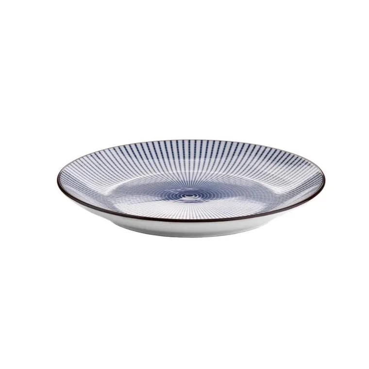 Homla, Navia, talerz deserowy granatowy z brązową obwódką, 19 cm