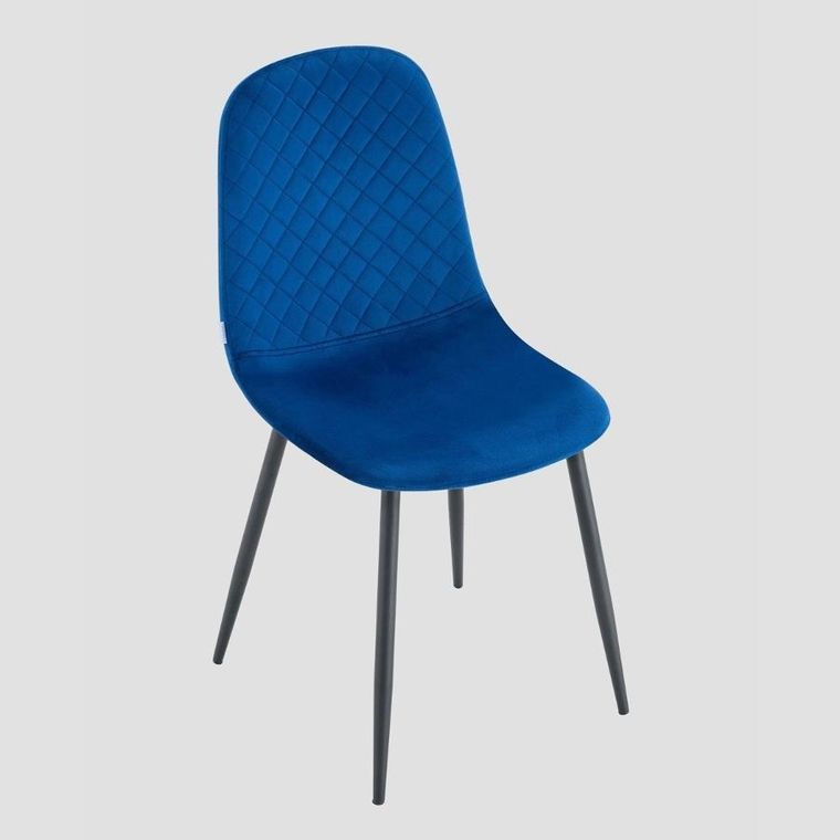 Homla, Noir, krzesło welurowe, granatowe z czarnymi nogami, 44-52-85 cm