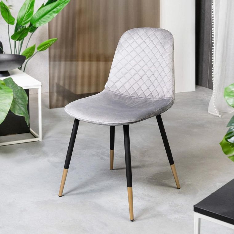 Homla, Noir, Krzesło welurowe szare 44-52-85 cm