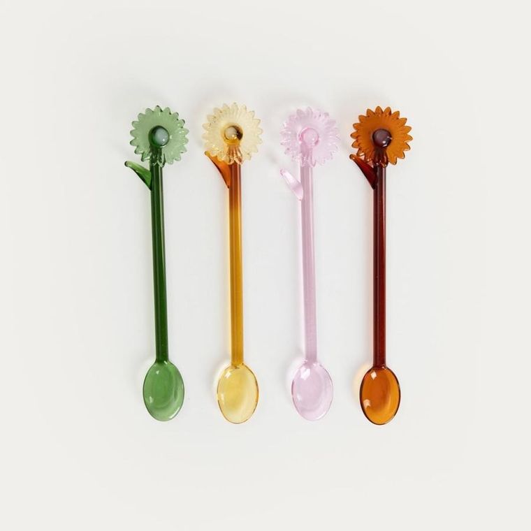 Homla, Obera, zestaw łyżeczek, z kwiatkami, 4 szt.