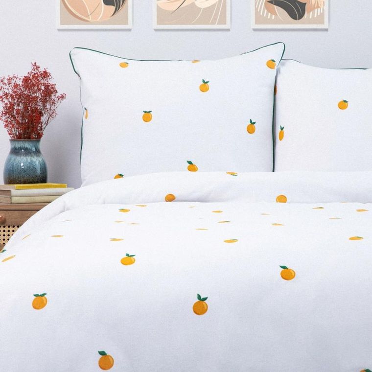 Homla, Orangie, Pościel bawełniana w pomarańcze, 140-200 cm + 1*50-60 cm, 879598