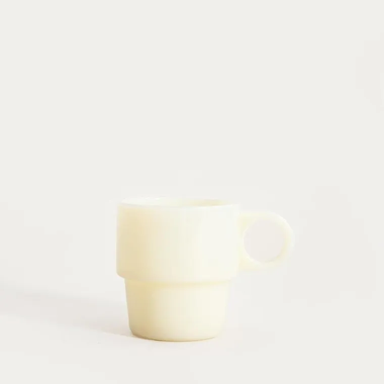 Homla, Pallora, szklanka, z uchem z mlecznego szkła żółta, 0,25l