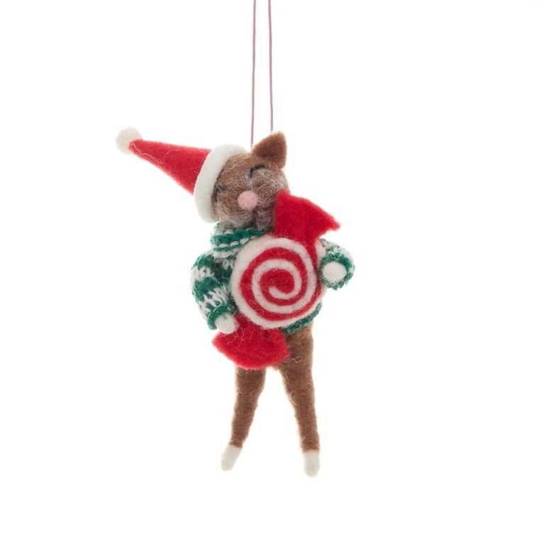 Homla, Petties, zawieszka, filcowa miś z cukierkiem, 11 cm