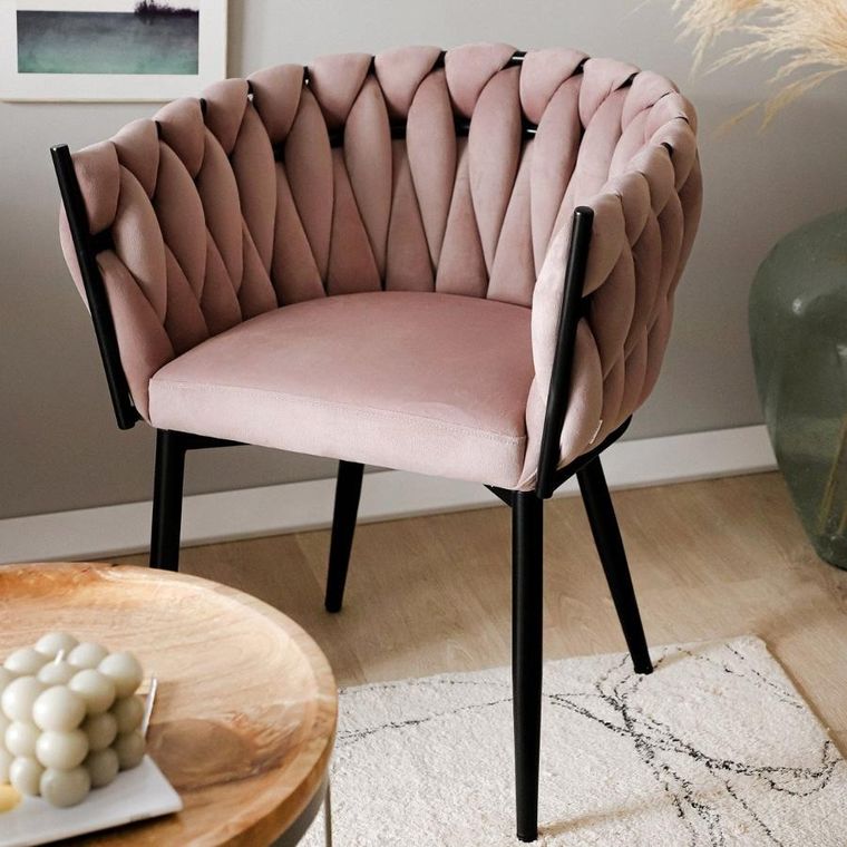 Homla, Prinssi, krzesło, welurowe różowe, 64-54-73 cm