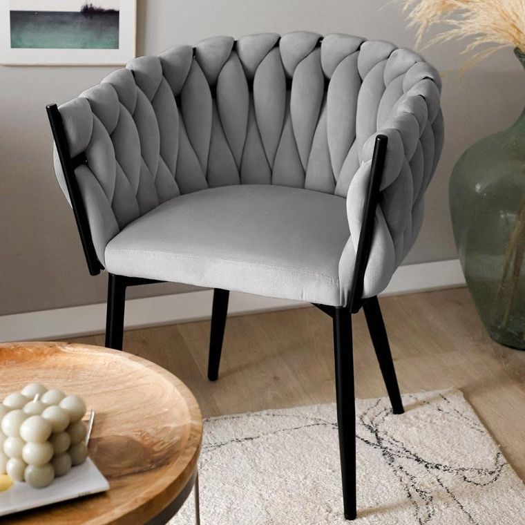 Homla, Prinssi, krzesło, welurowe szare, 64-54-73 cm