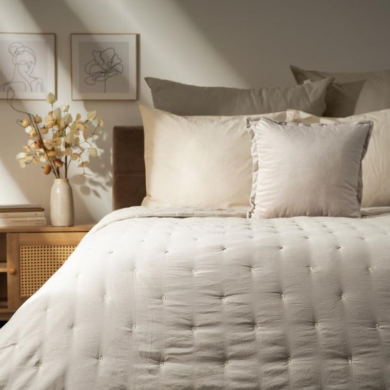 Homla, Quilly, narzuta, pikowana beżowa, 200-220 cm