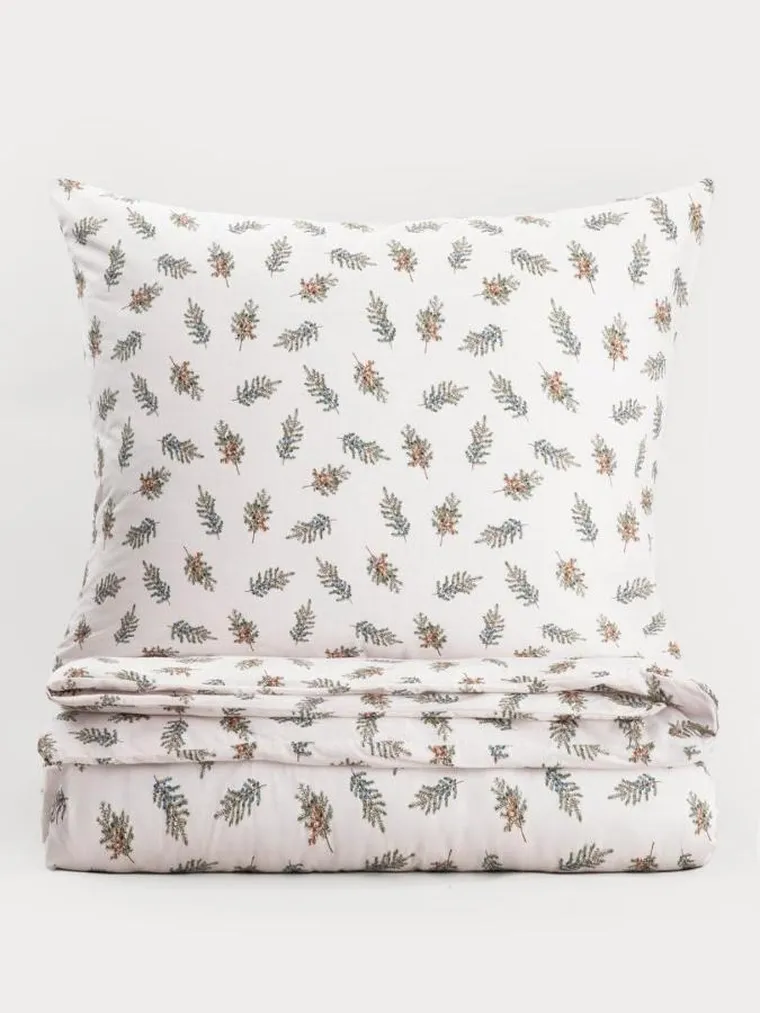 Homla, Ramoscelli, pościel, biała w świąteczny nadruk, 200-220 cm