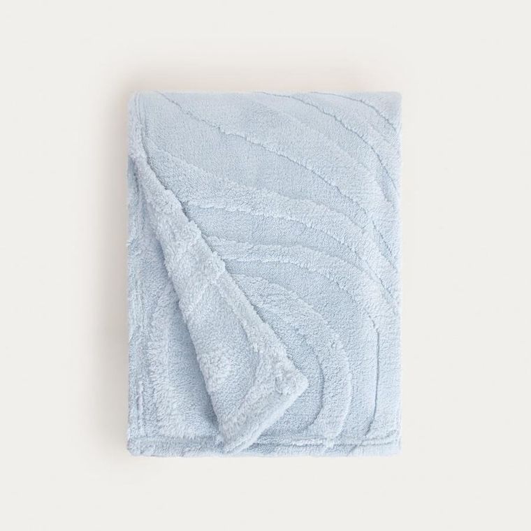 Homla, Raul, koc, puszysty ze strukturalnym wzorem, błękitny, 150-200 cm