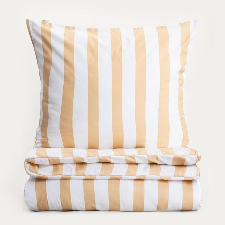 Homla, Rayas, pościel z mikrofibry, w biało beżowe pasy, 160-200 cm