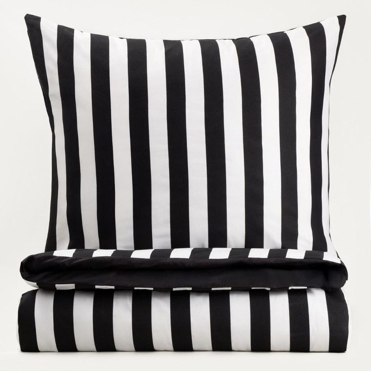 Homla, Rayas, pościel, z mikrofibry w czarno-białe pasy, 160-200 cm