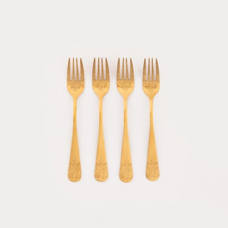 Homla, Regalia, zestaw widelczyków deserowych, złotych, 4 szt.