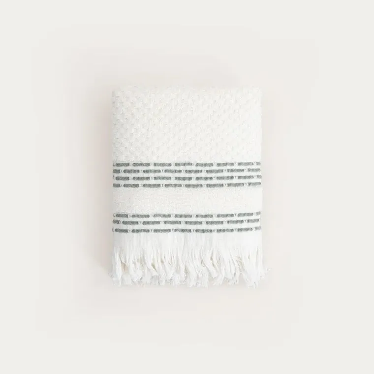 Homla, Rosop, ręcznik, boho z pistacjowymi paskami, 50-90 cm