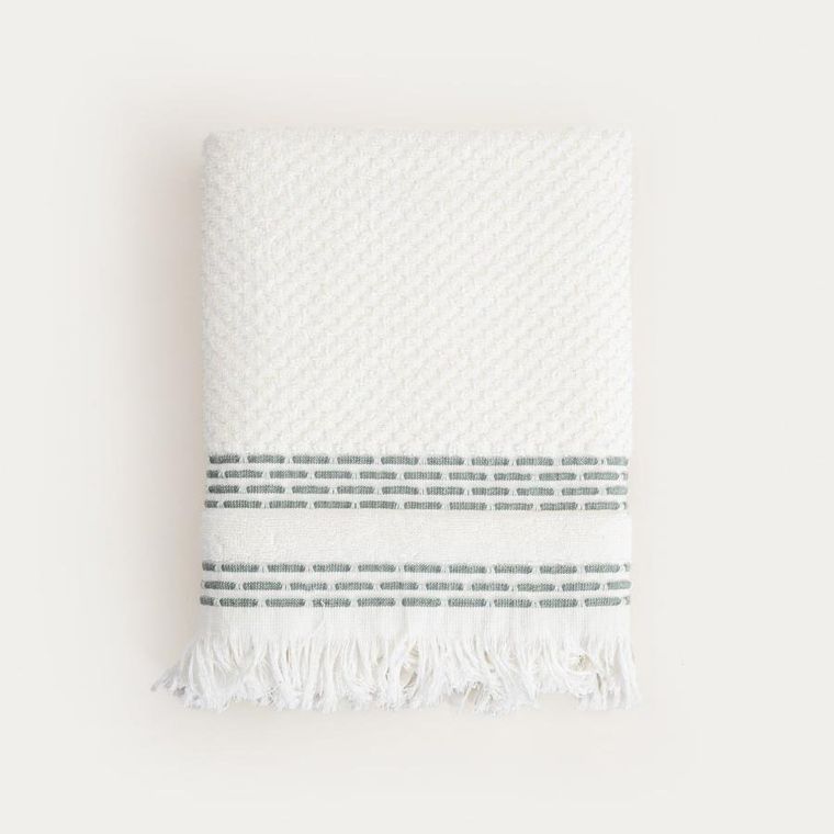 Homla, Rosop, ręcznik, boho z pistacjowymi paskami, 70-130 cm