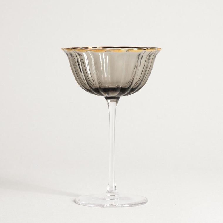 Homla, Scuro, kieliszek koktajlowy, czarny ze złotym rantem, 0,2l