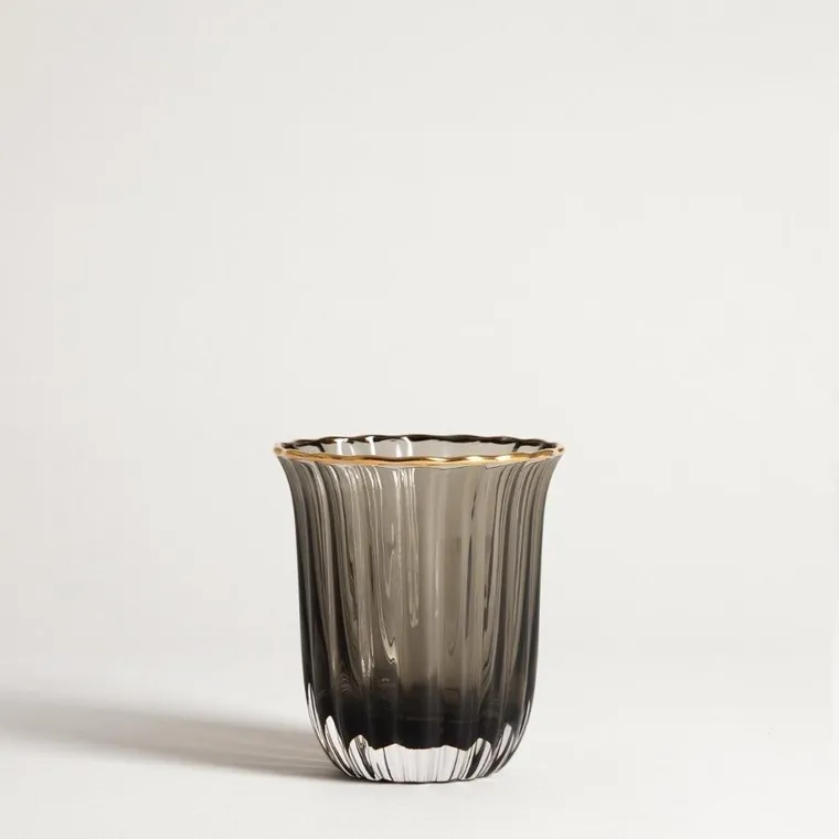 Homla, Scuro, szklanka ryflowana ze złotym rantem, 0,22l