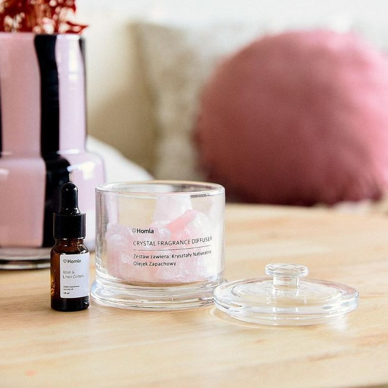 Homla, Serenity, zestaw zapachowy, Rose & Linen Cotton, 210 g + 10 ml