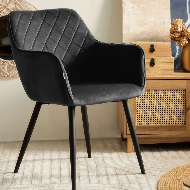 Homla, Shelton, Krzesło welurowe szare, 56-60-84 cm, 860503