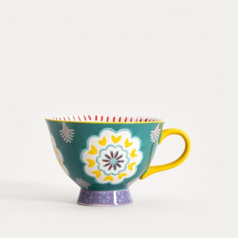 Homla, Shilla, kubek, ręcznie malowany z żółtym uchem, 0,4l