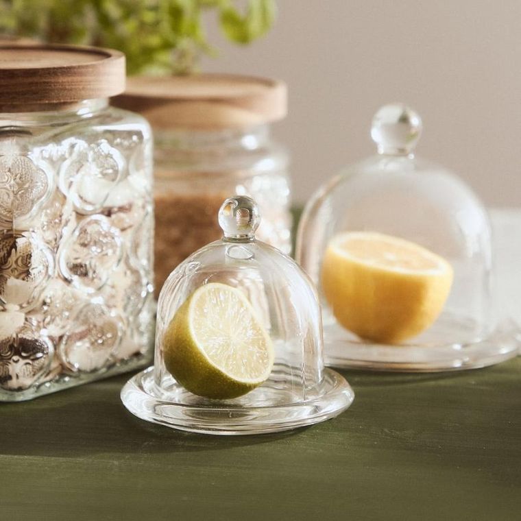 Homla, Simple, pojemnik, szklany z kloszem, 9-9 cm