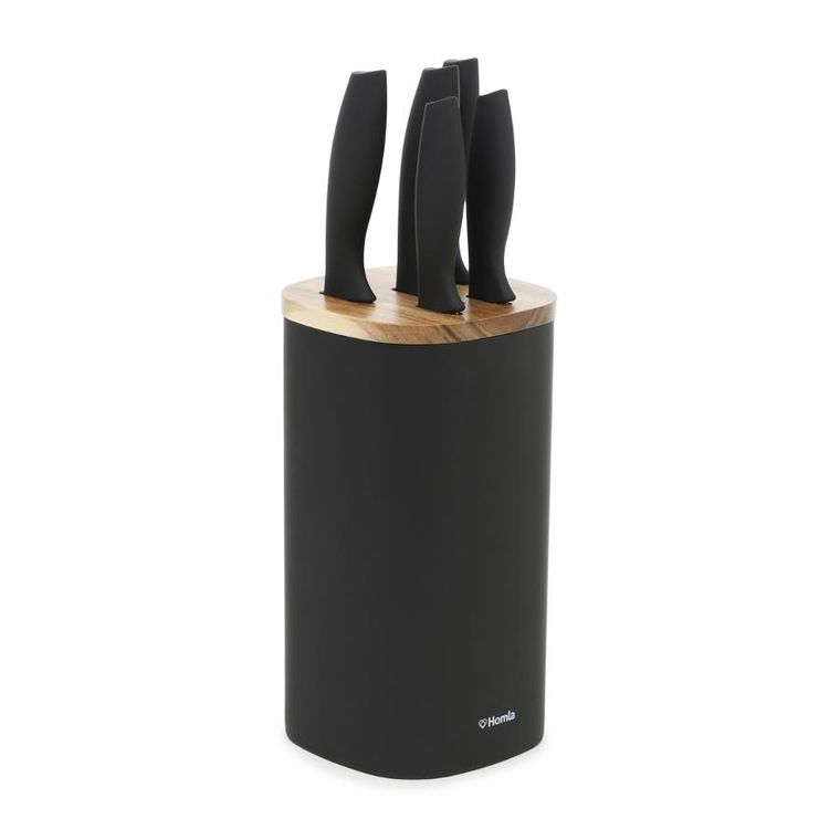 Homla, Skat, nóż, zestaw w czarnym bloku, 6 el.