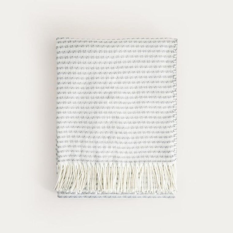 Homla, Sorbo, koc z frędzlami i strukturalnym szarym wzorem, 150-200 cm