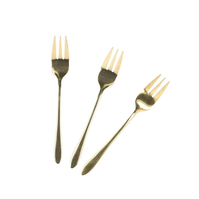 Homla, Stilo, zestaw widelczyków deserowych, złotych, 3 szt.