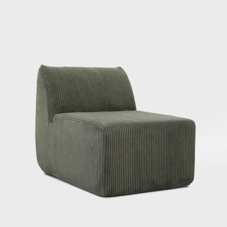 Homla, Svela, fotel modułowy, oliwkowy sztruksowy, 59,5-80-62 cm