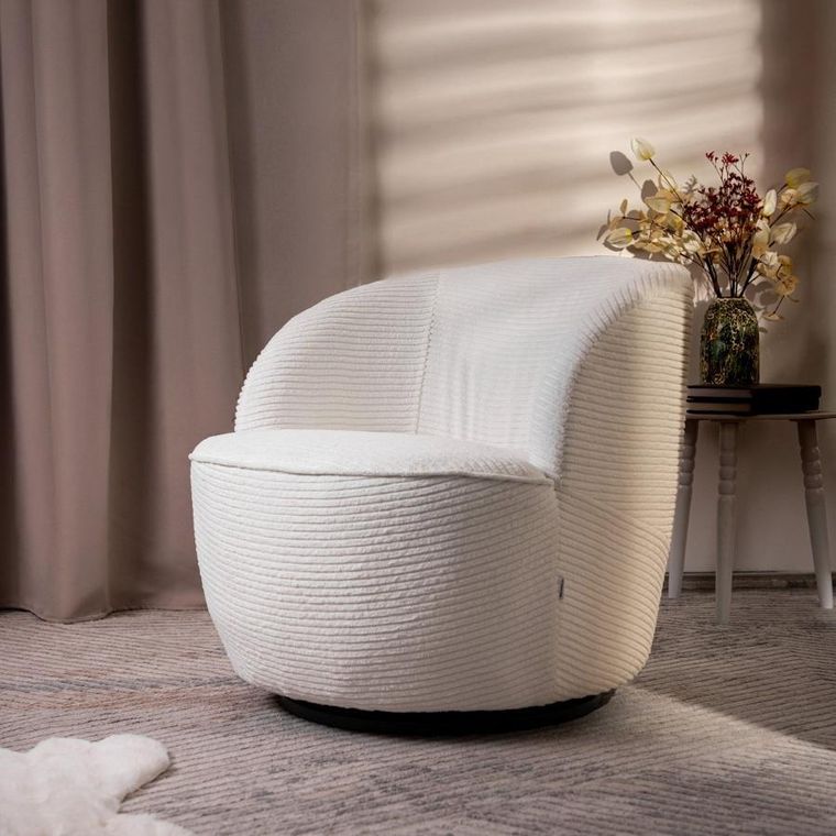 Homla, Svingen Faso, fotel obrotowy, sztruksowy, biały, 65.5-77-69 cm, 719325