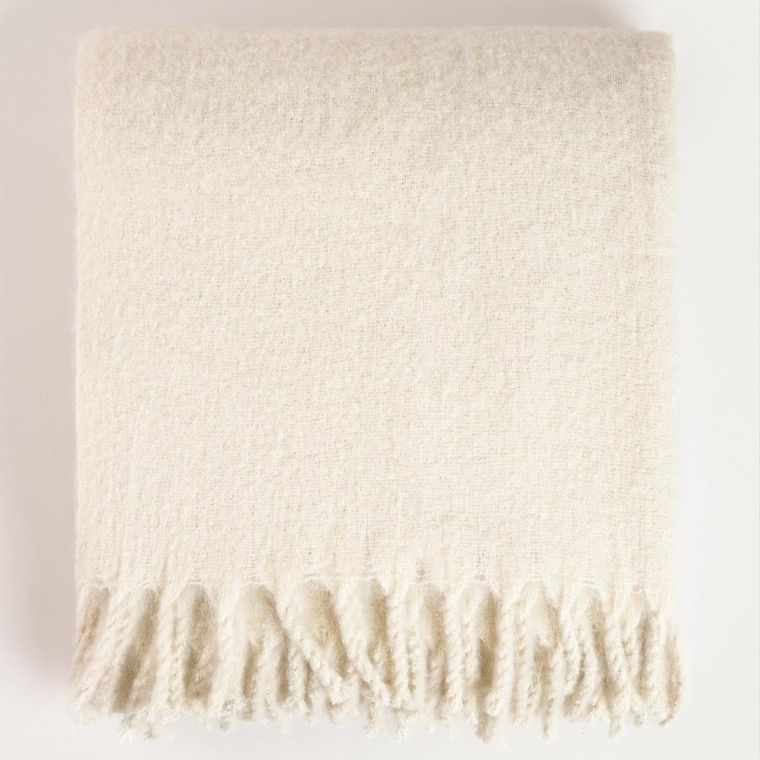 Homla, Tain, koc, ecru z dodatkiem wełny, 150-200 cm