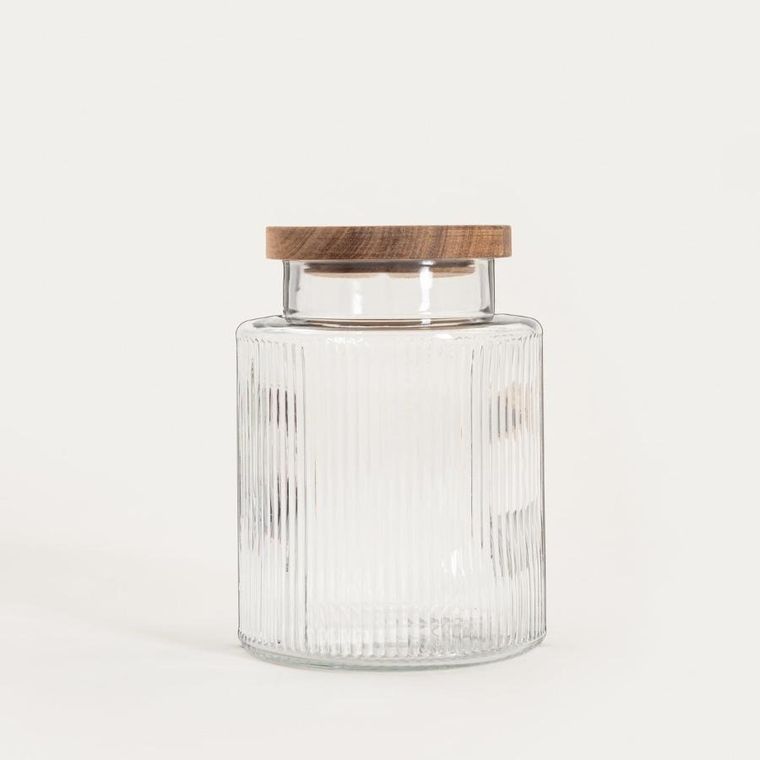 Homla, Tarro, pojemnik ryflowany z drewnianą pokrywką, 1,6l