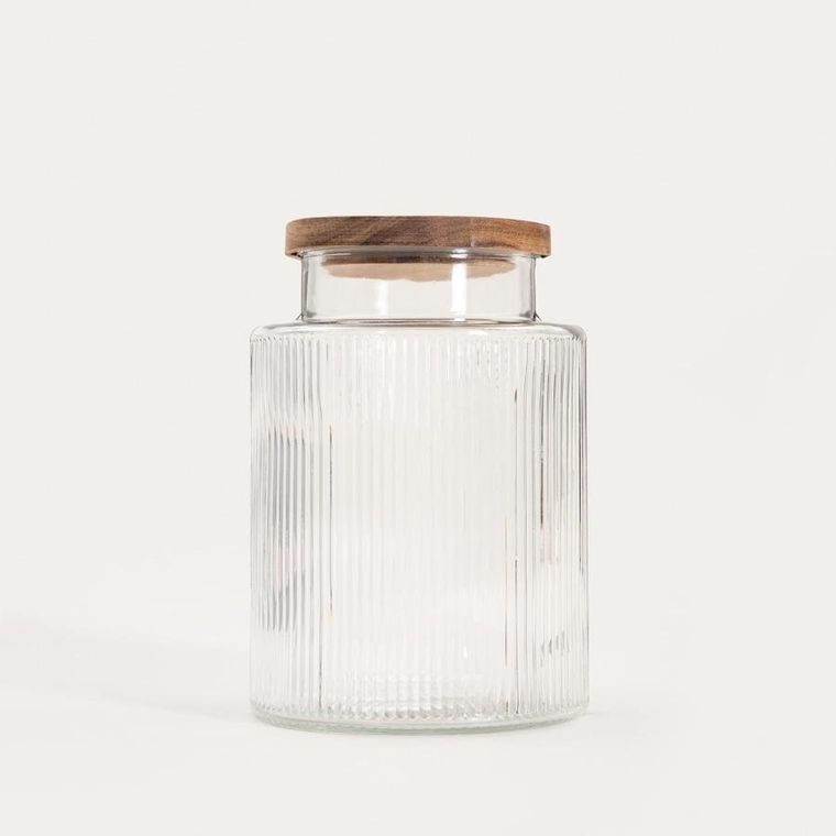 Homla, Tarro, pojemnik ryflowany z drewnianą pokrywką, 2,5l