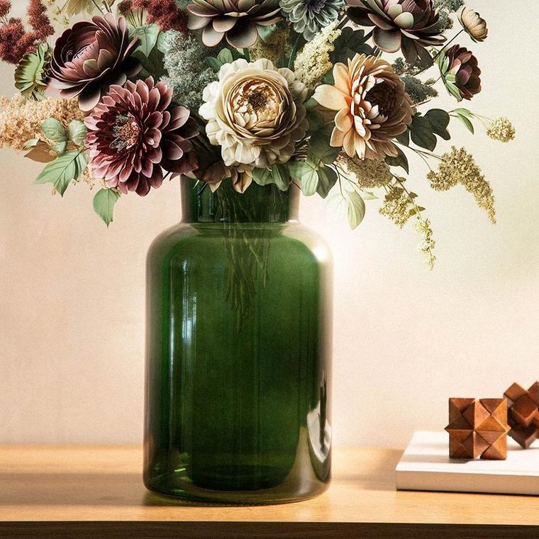 Homla, Tenno, wazon szklany, zielony, 14,5-14,5-25,5 cm