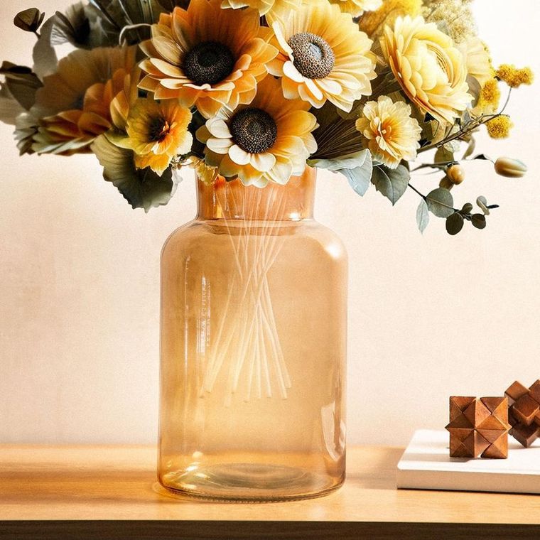 Homla, Tenno, wazon szlany, beżowy, 14,5-14,5-25,5 cm