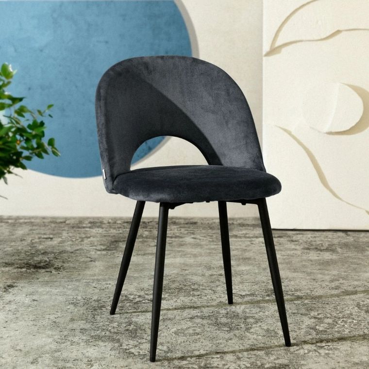 Homla, Tercio, Krzesło welurowe szare, 47-55-77 cm, 870984
