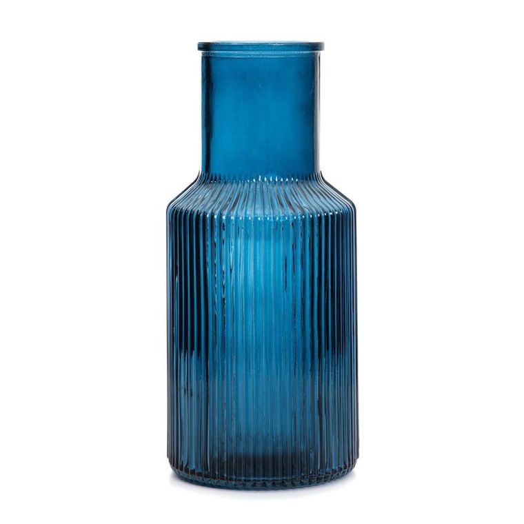 Homla, Tolle, wazon, szklany prążkowany granatowy, 10-22 cm