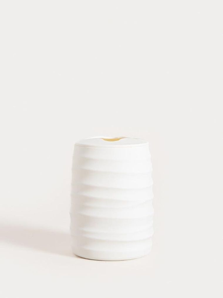 Homla, Torus, kubek łazienkowy, z tłoczeniem biały, 8,2-8,2-11 cm