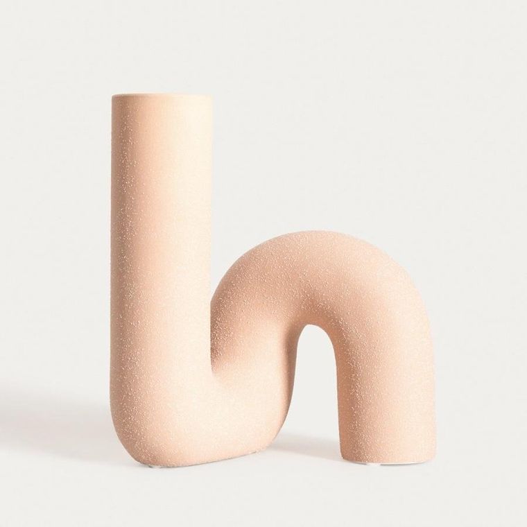 Homla, Twist, wazon, ceramiczny zakręcony beżowy, 13-17 cm